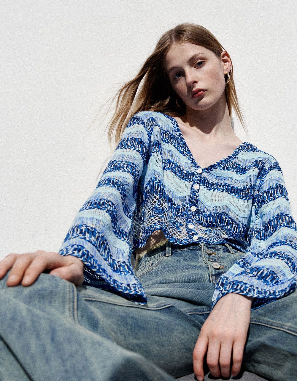 Striped V-Neck Knitted Cardigan sold by Urban Revivo product image thumbnail 3