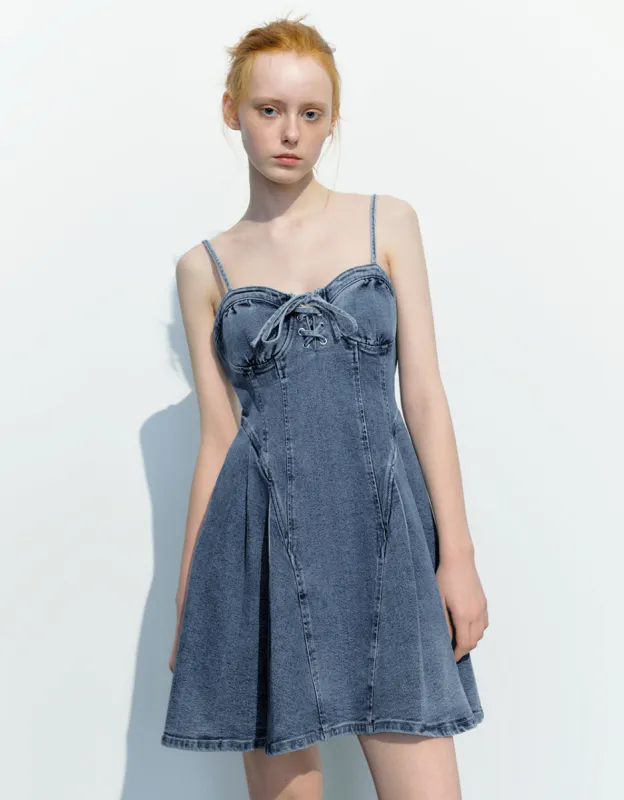 Tie Front Denim Cami Dress sold by Urban Revivo