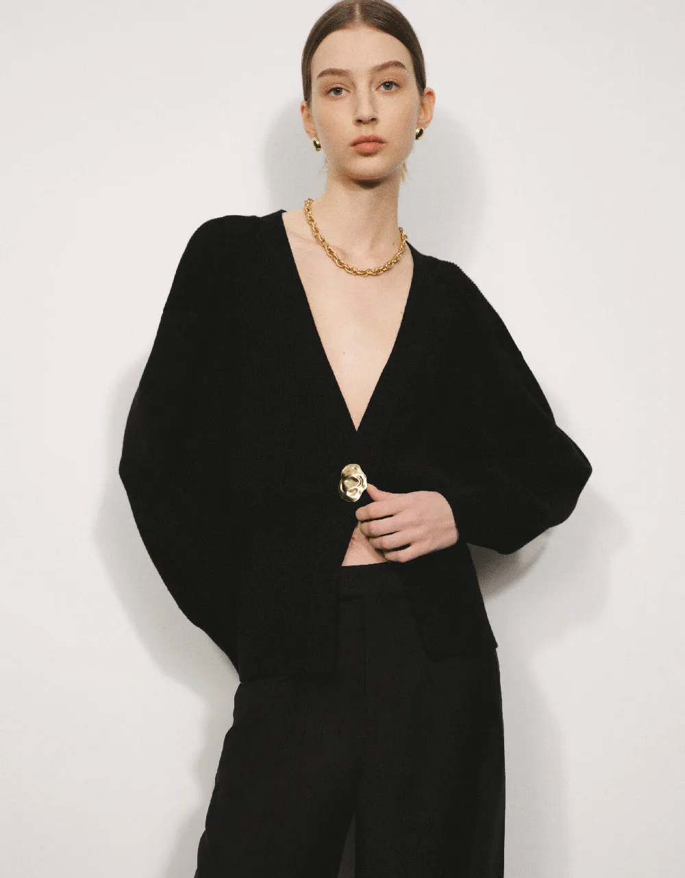 V-Neck Knitted Cardigan sold by Urban Revivo