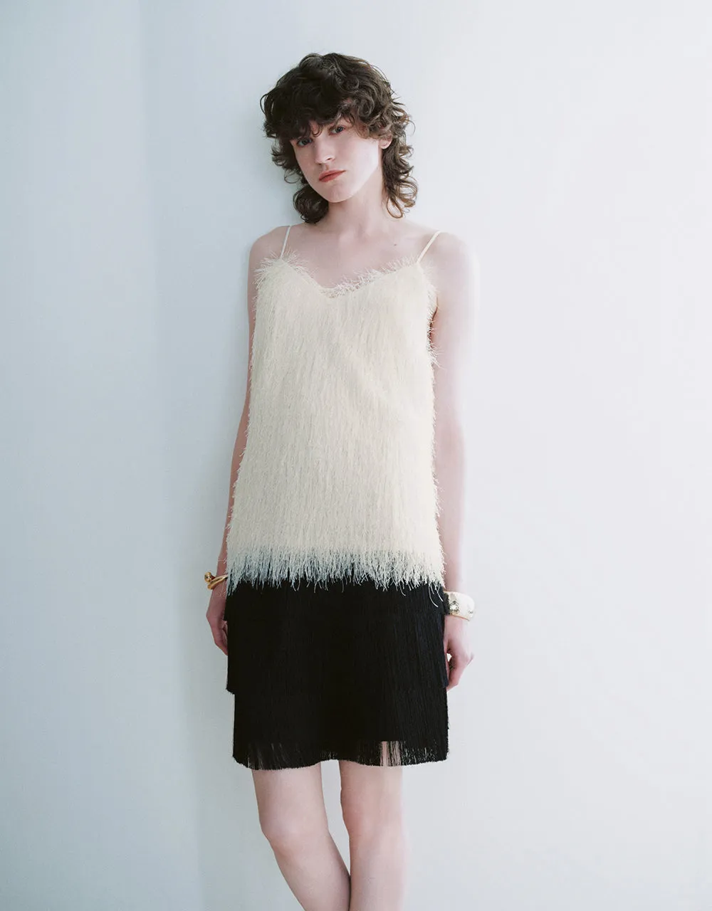 Fuzzy V-Neck Cami Top sold by Urban Revivo product image thumbnail 3