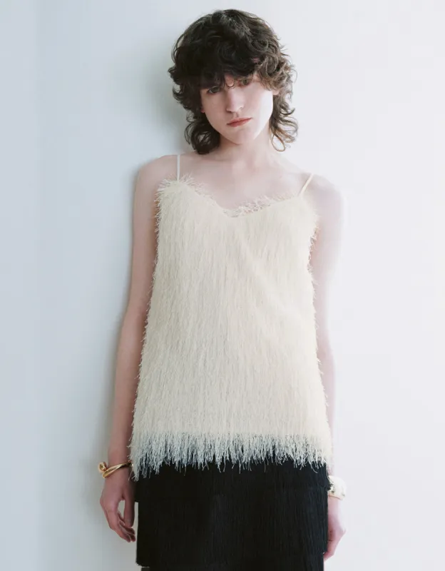 Fuzzy V-Neck Cami Top sold by Urban Revivo