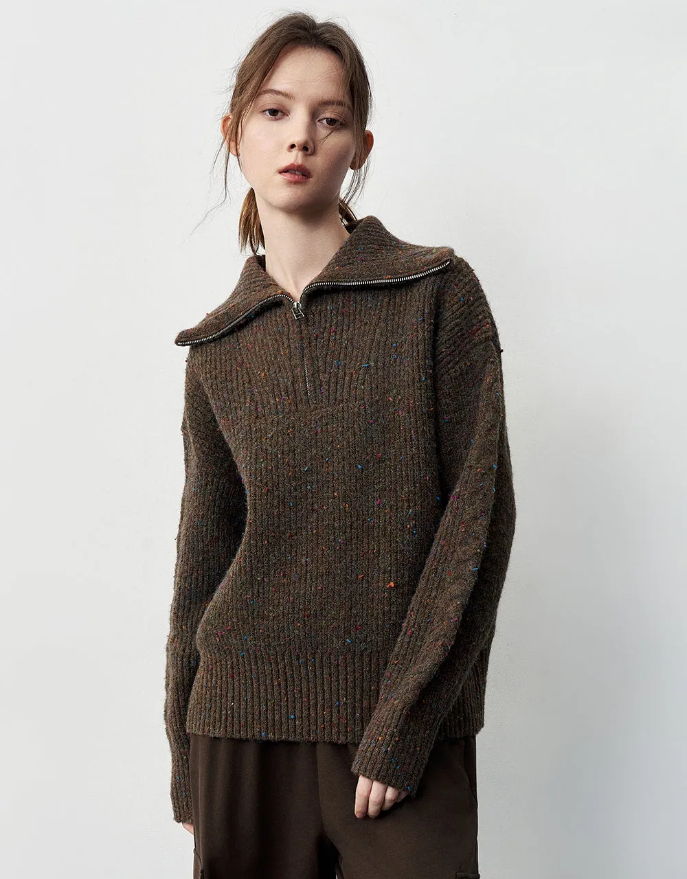 Zip Half Placket Oversized Sweater sold by Urban Revivo