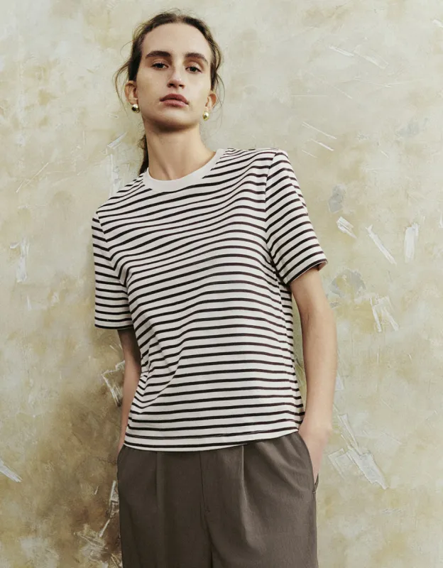 Striped Crew Neck Straight T-Shirt sold by Urban Revivo