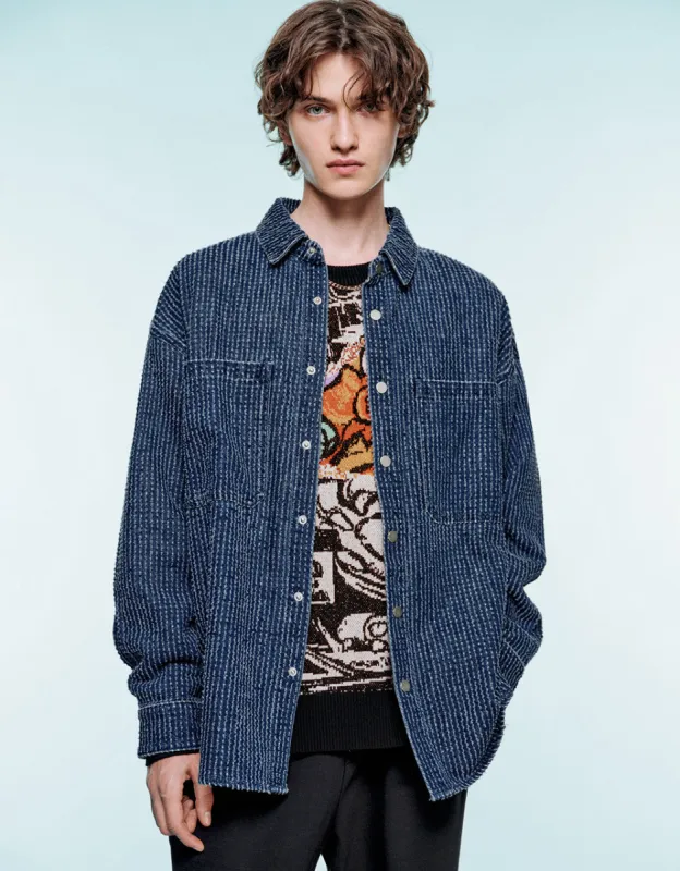 Pressed Button Denim Shirt sold by Urban Revivo