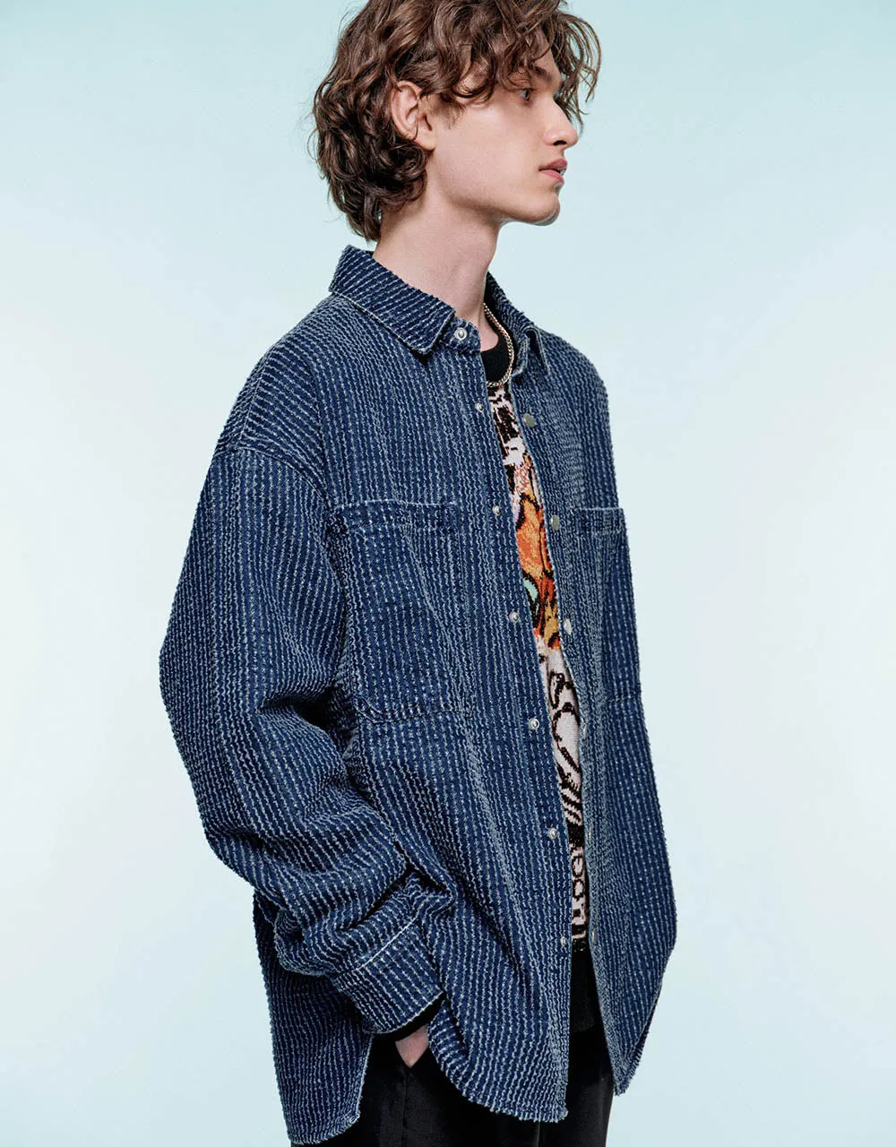 Pressed Button Denim Shirt sold by Urban Revivo product image thumbnail 3