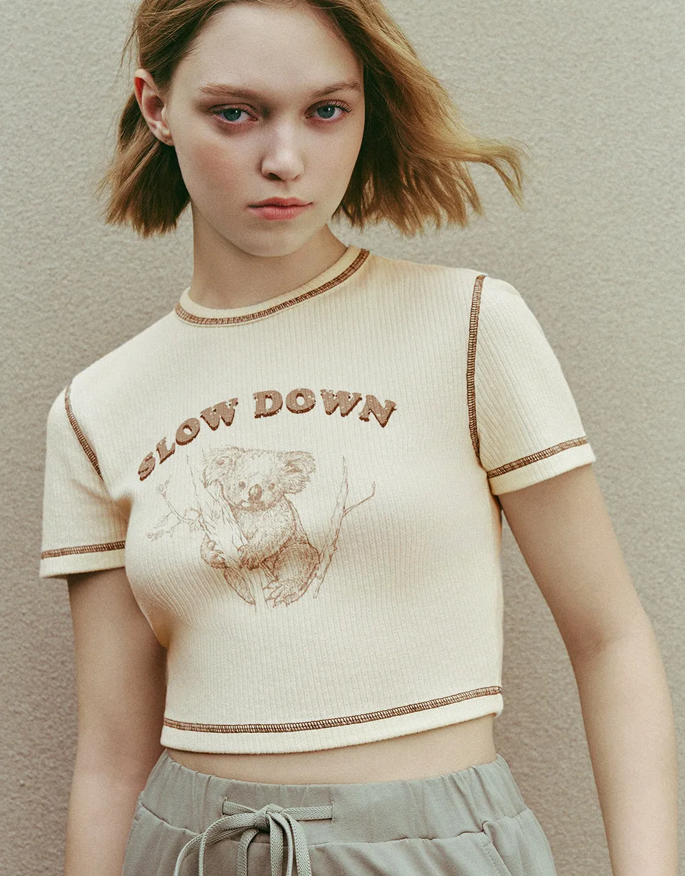 Printed Crew Neck Skinny T-Shirt sold by Urban Revivo product image thumbnail 4