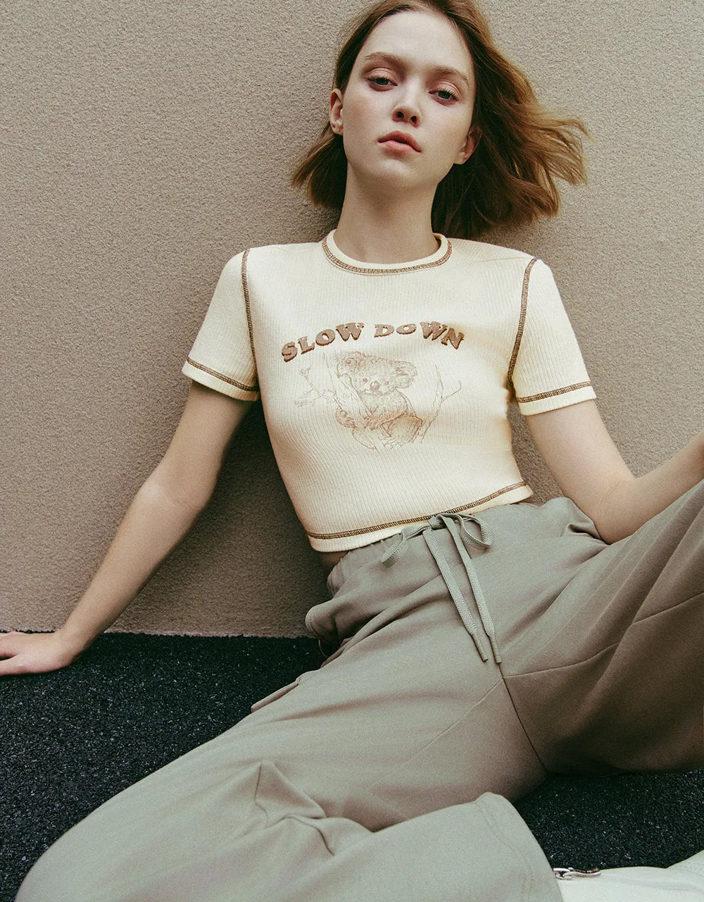 Printed Crew Neck Skinny T-Shirt sold by Urban Revivo product image thumbnail 3