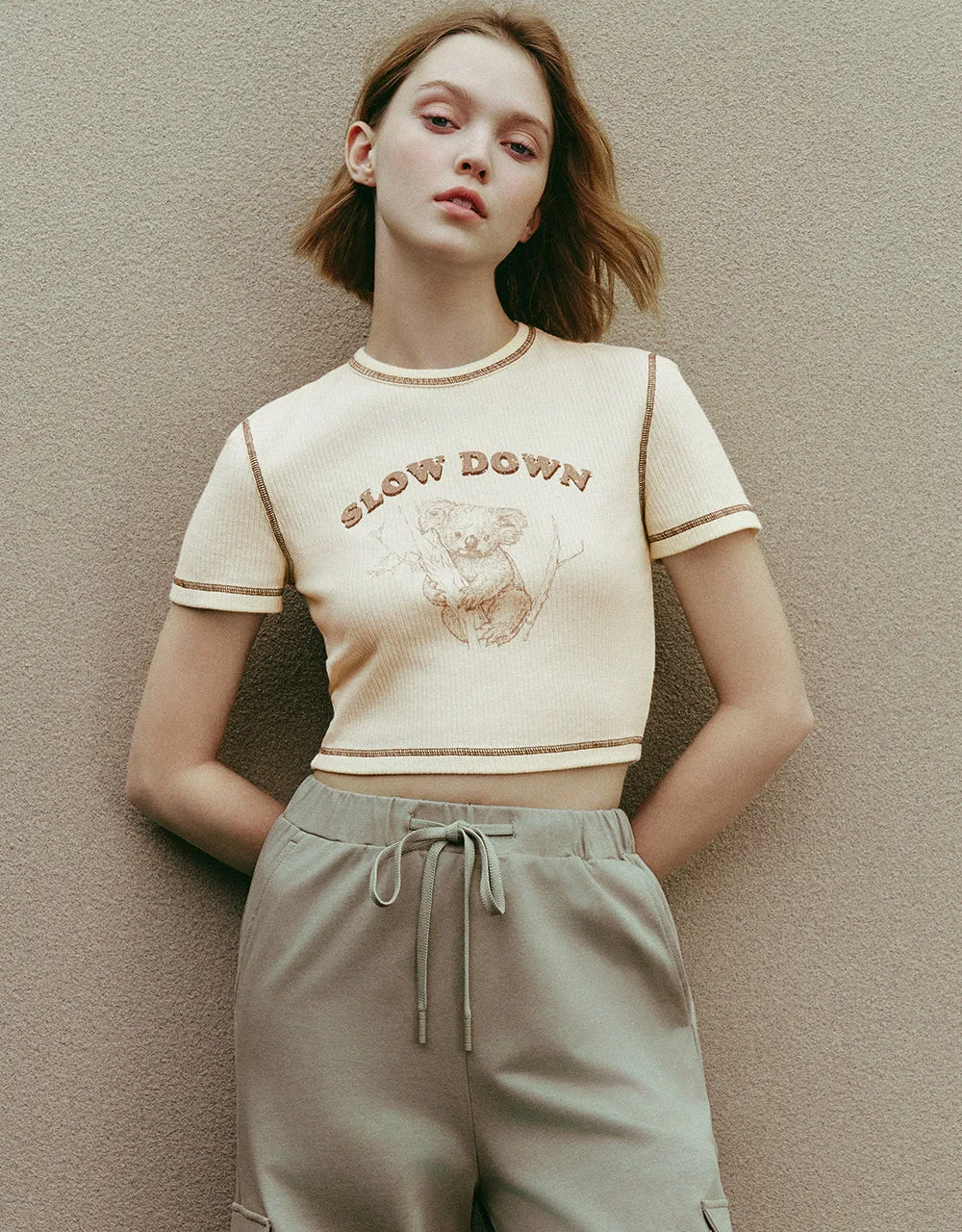 Printed Crew Neck Skinny T-Shirt sold by Urban Revivo