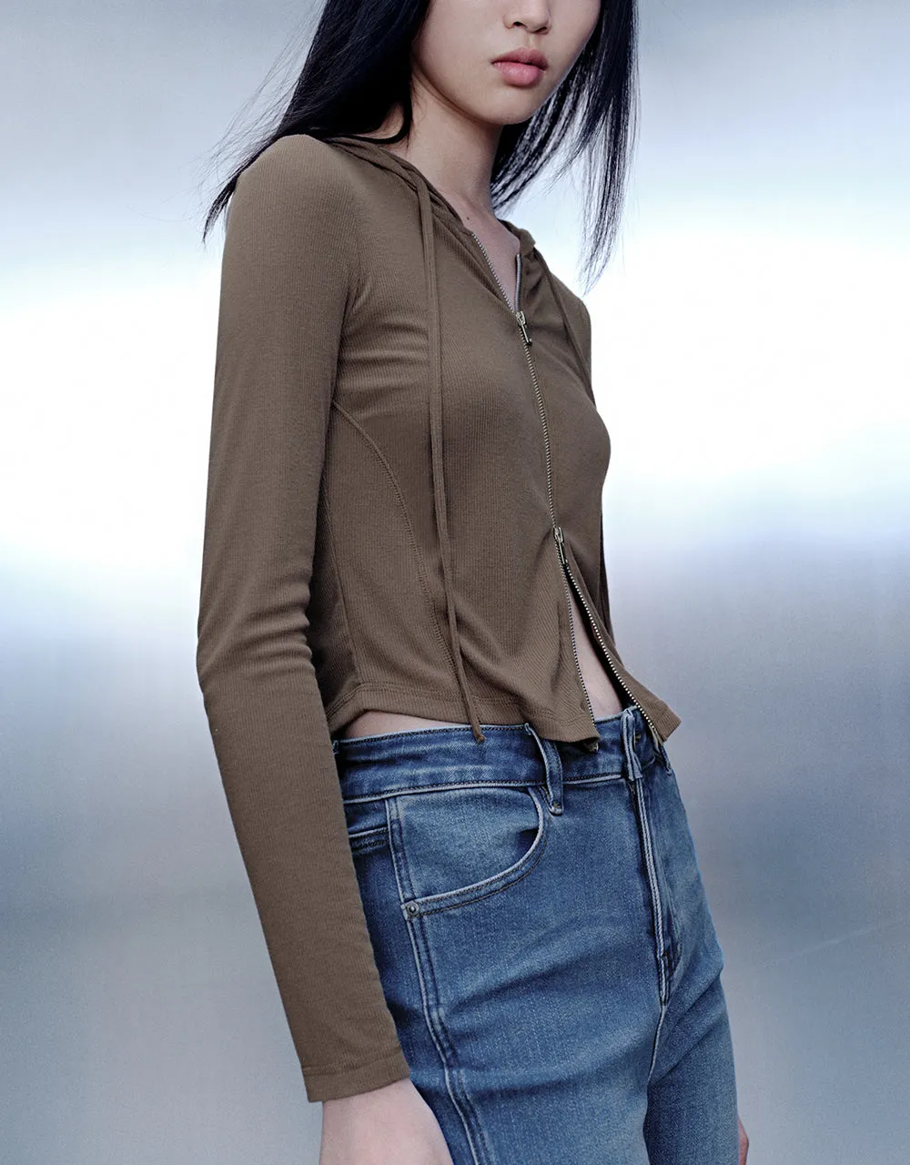 Zipper Front Hooded Skinny Jacket sold by Urban Revivo product image thumbnail 3