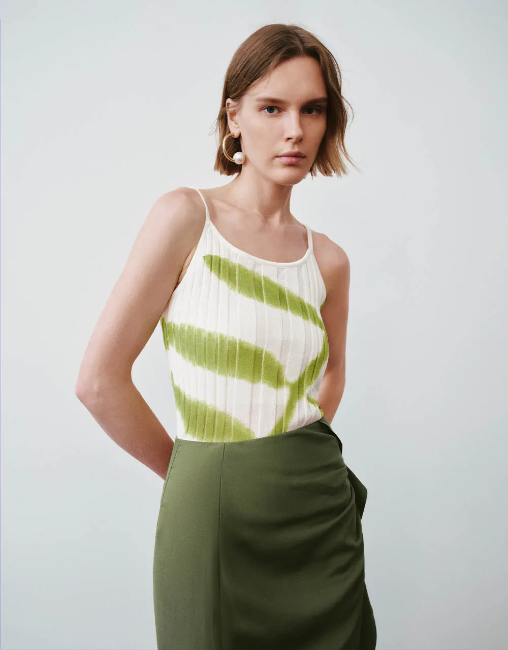 Square-cut Collar Knitted Cami Top sold by Urban Revivo
