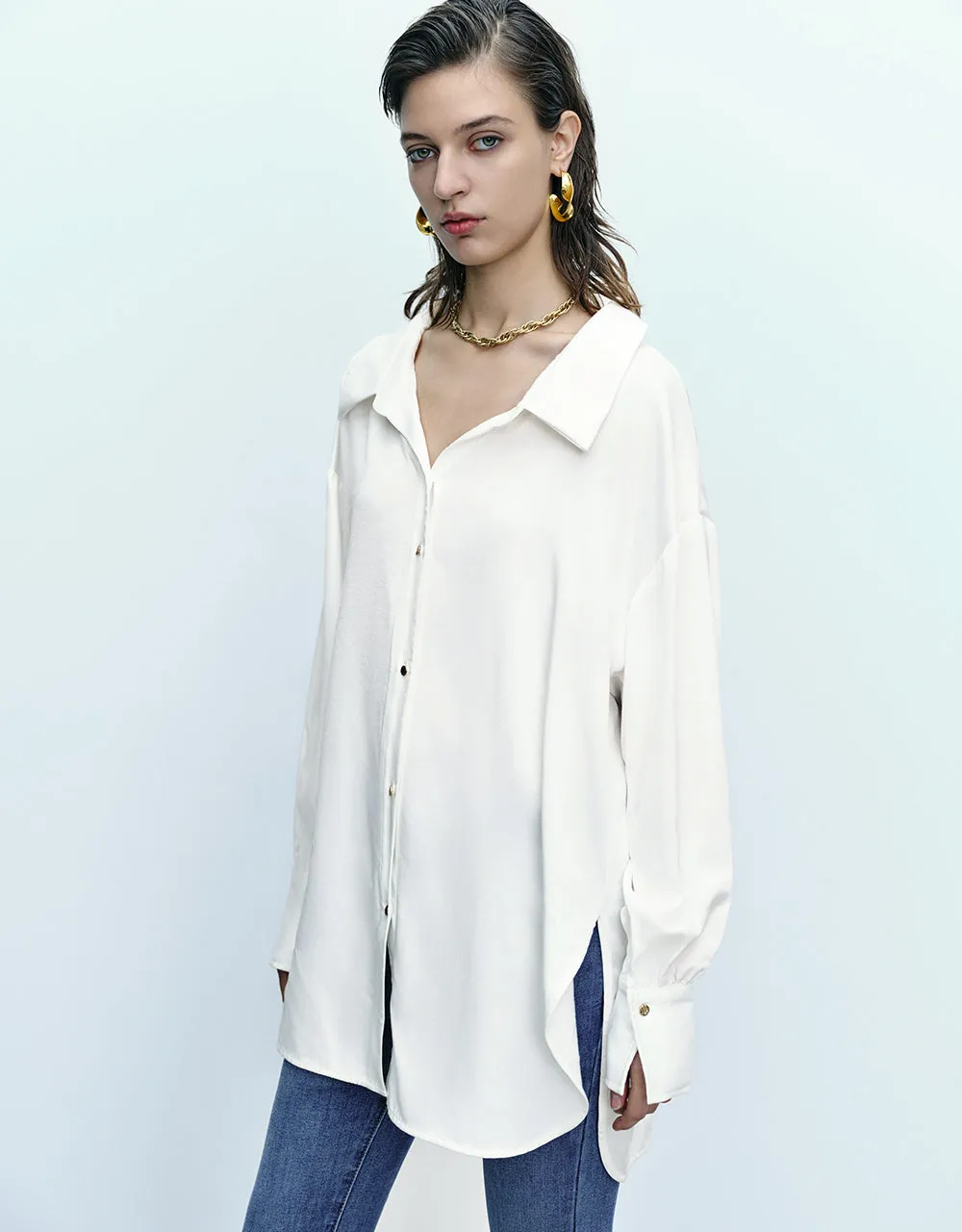 Button Up Straight Shirt sold by Urban Revivo product image thumbnail 3