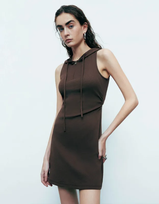 Sleeveless Hooded Straight Dress sold by Urban Revivo