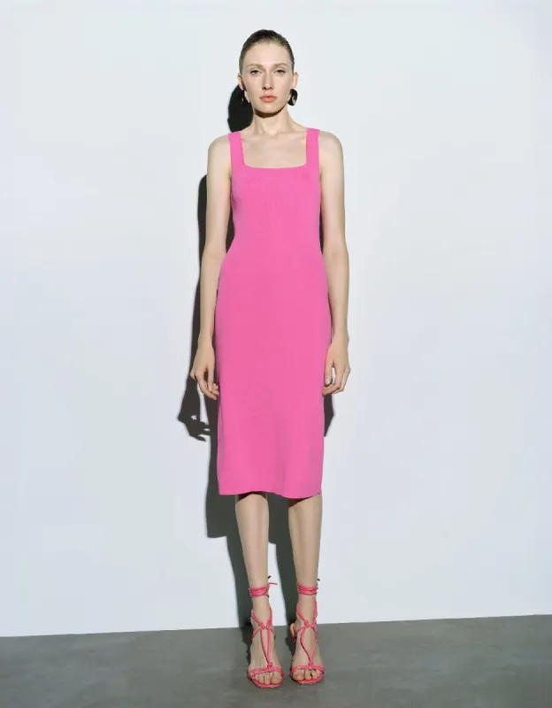 Sleeveless Square-cut Collar Knitted Dress sold by Urban Revivo