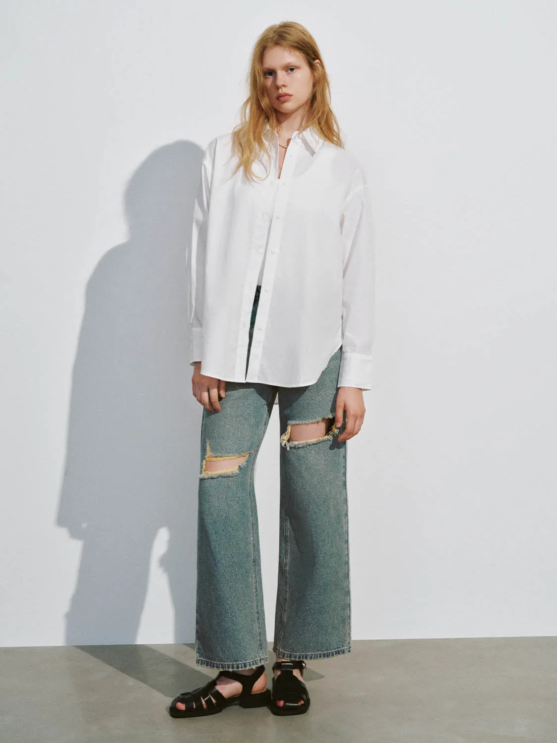 Ripped Wide-Leg Jeans sold by Urban Revivo product image thumbnail 5