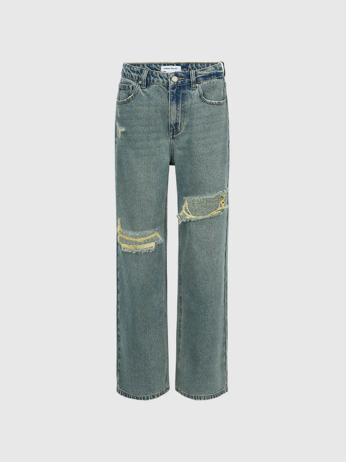 Ripped Wide-Leg Jeans sold by Urban Revivo