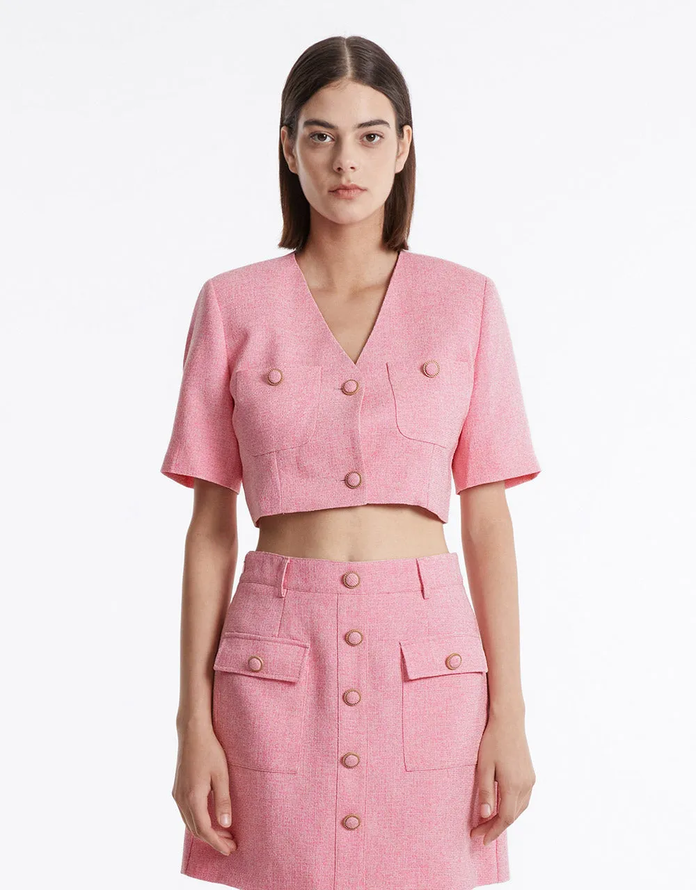 Textured Cropped Jacket sold by Urban Revivo