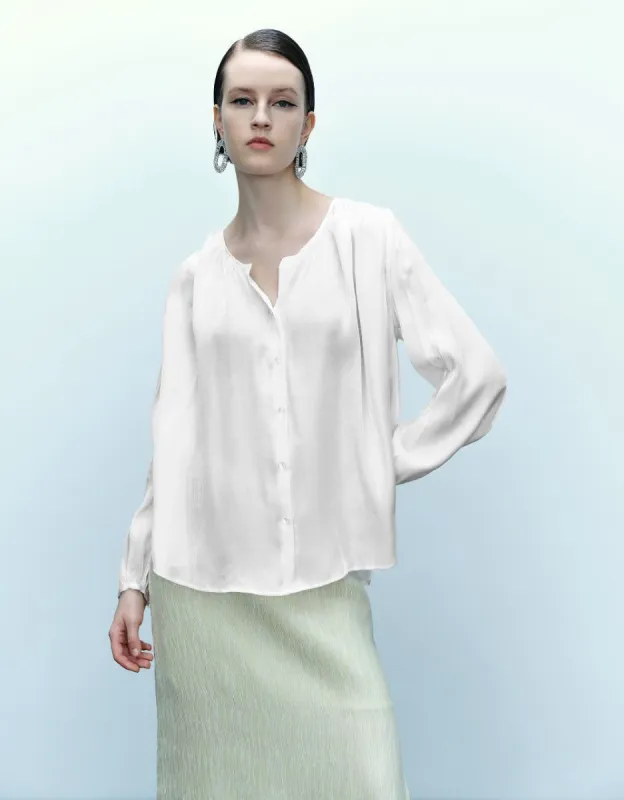 Puff Sleeve Straight Shirt sold by Urban Revivo