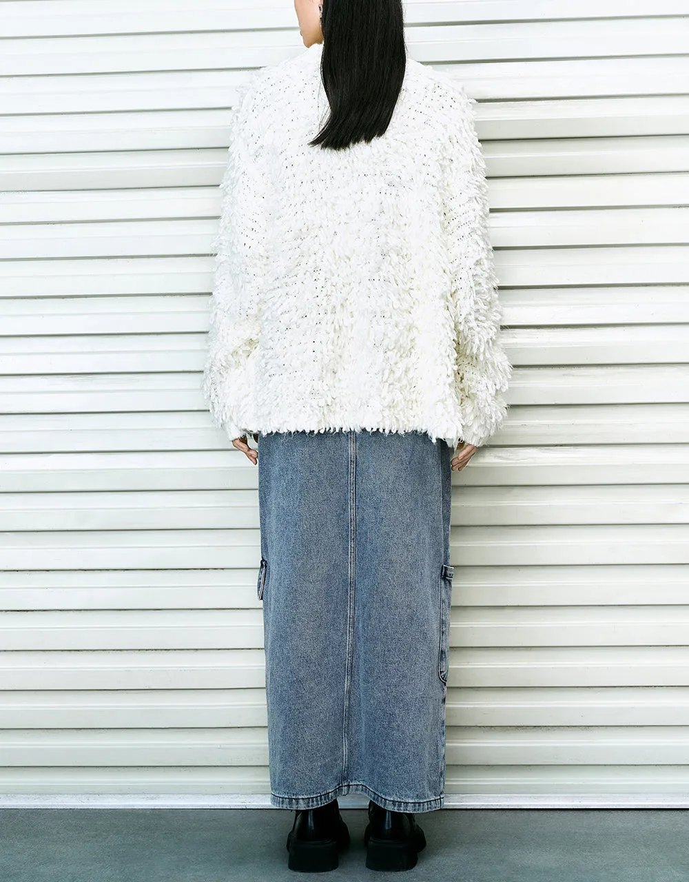 Furry V-Neck Knitted Cardigan sold by Urban Revivo product image thumbnail 4