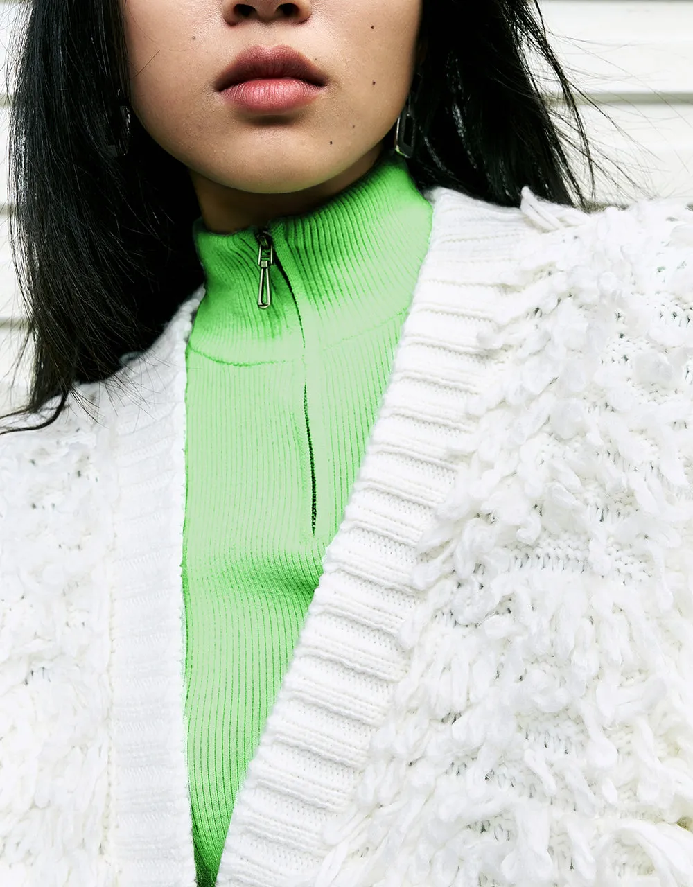 Furry V-Neck Knitted Cardigan sold by Urban Revivo product image thumbnail 5