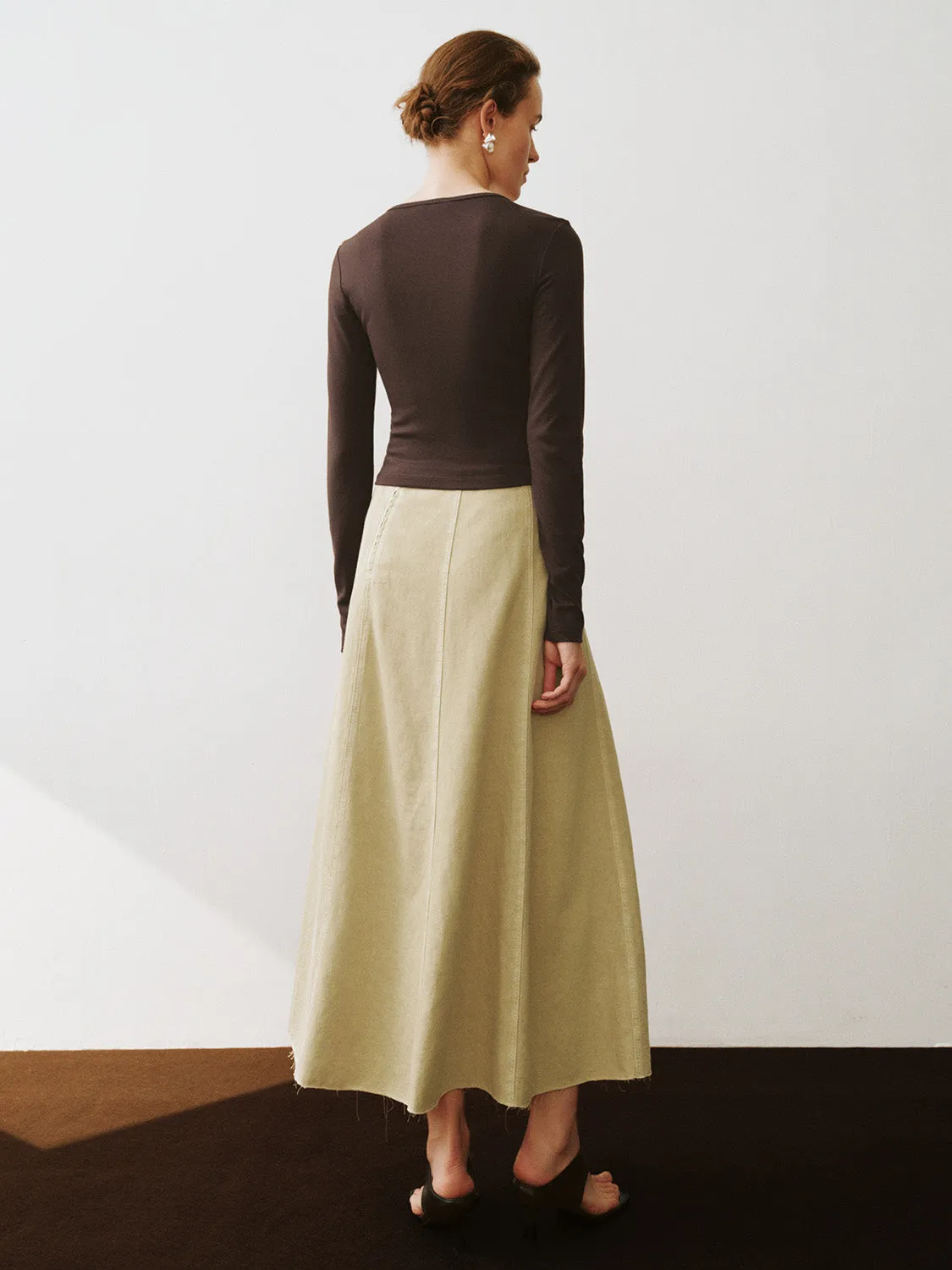 Midi A-Line Denim Skirt sold by Urban Revivo product image thumbnail 4