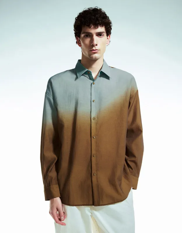 Two Toned Button Up Straight Shirt sold by Urban Revivo