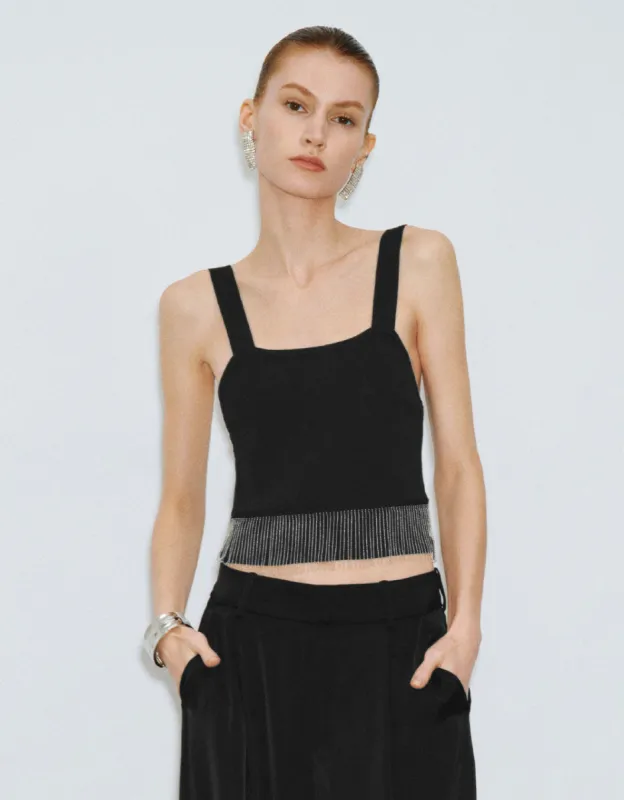 Sleeveless Square-cut Collar Knitted T-Shirt sold by Urban Revivo