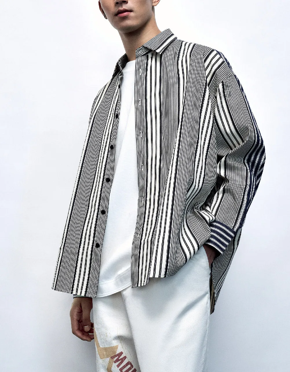 Dolman Sleeve Striped Loose Shirt sold by Urban Revivo product image thumbnail 3