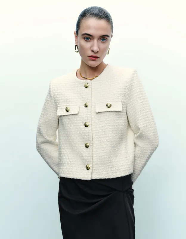 Crew Neck Tweed Jacket sold by Urban Revivo