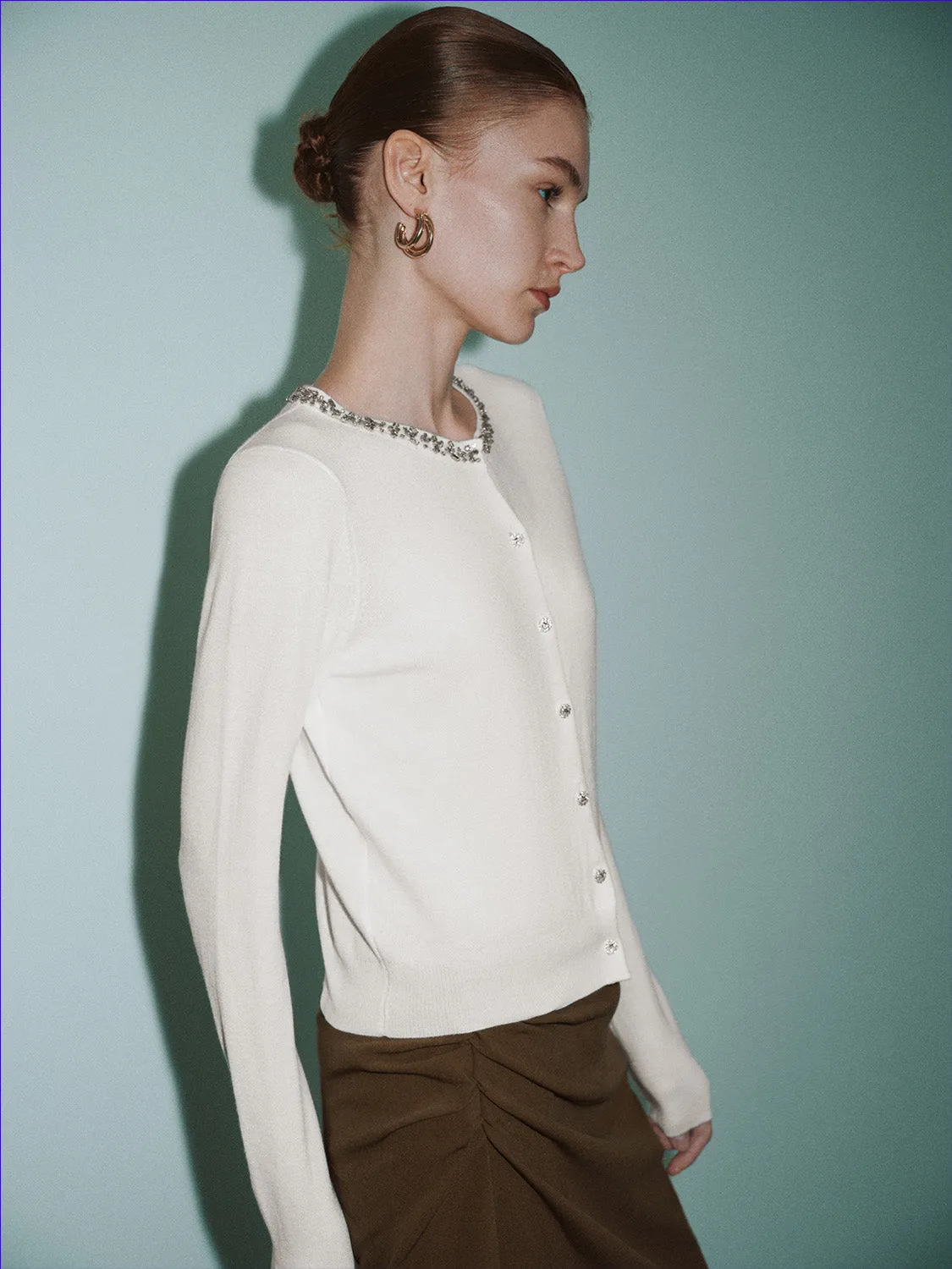 Crew Neck Skinny Knitted Cardigan sold by Urban Revivo product image thumbnail 3