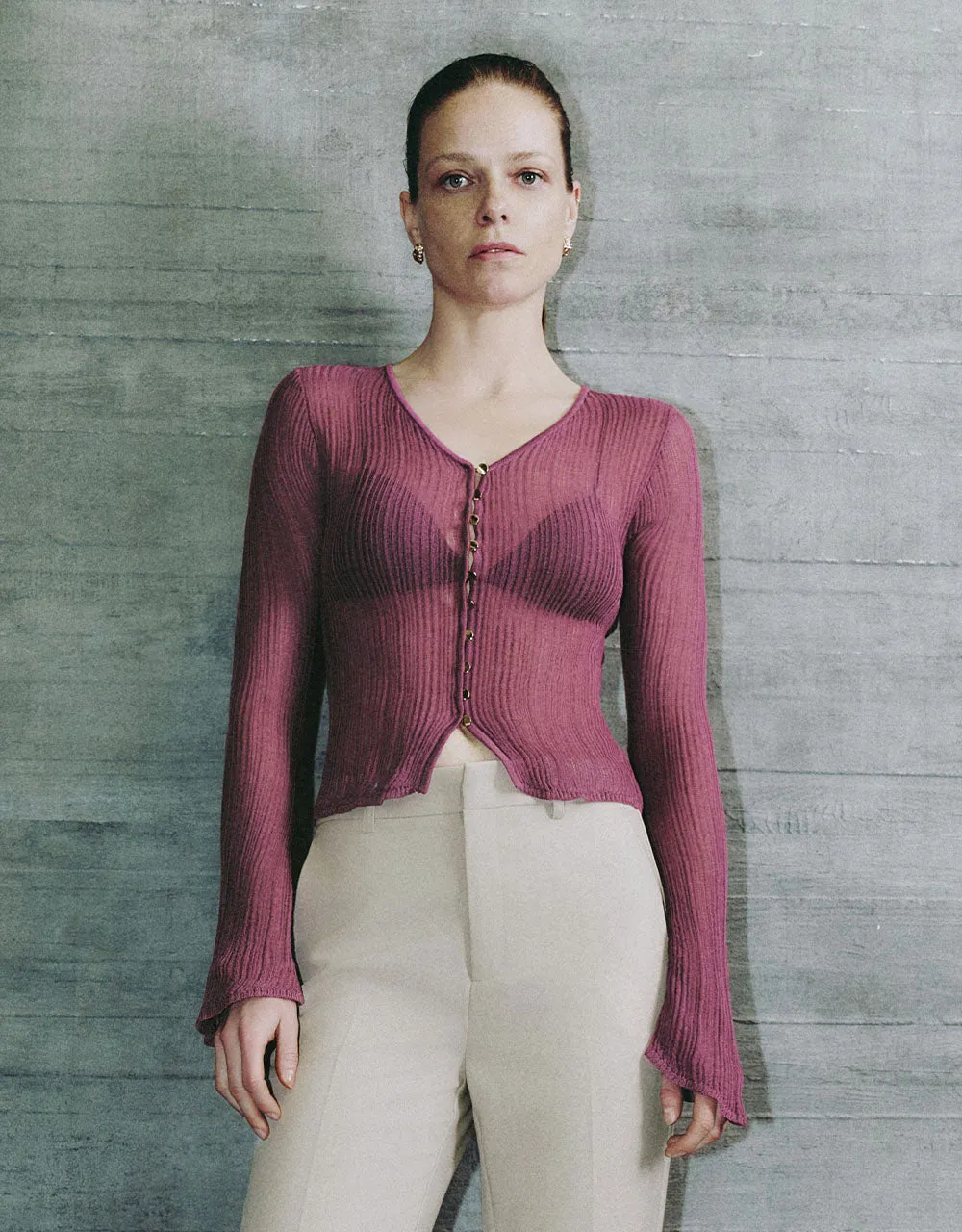 Skinny V-Neck Knitted Cardigan sold by Urban Revivo