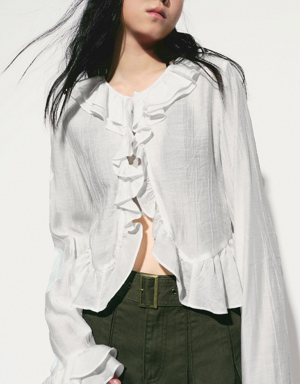 Ruffle Lapel Shirt sold by Urban Revivo product image thumbnail 3