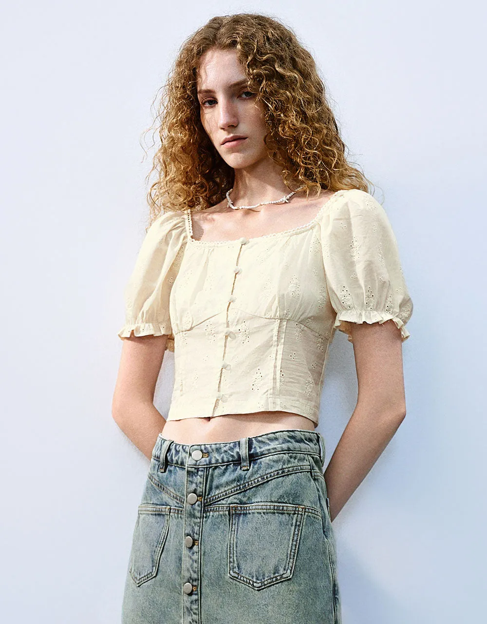 Square-cut Collar Blouse sold by Urban Revivo