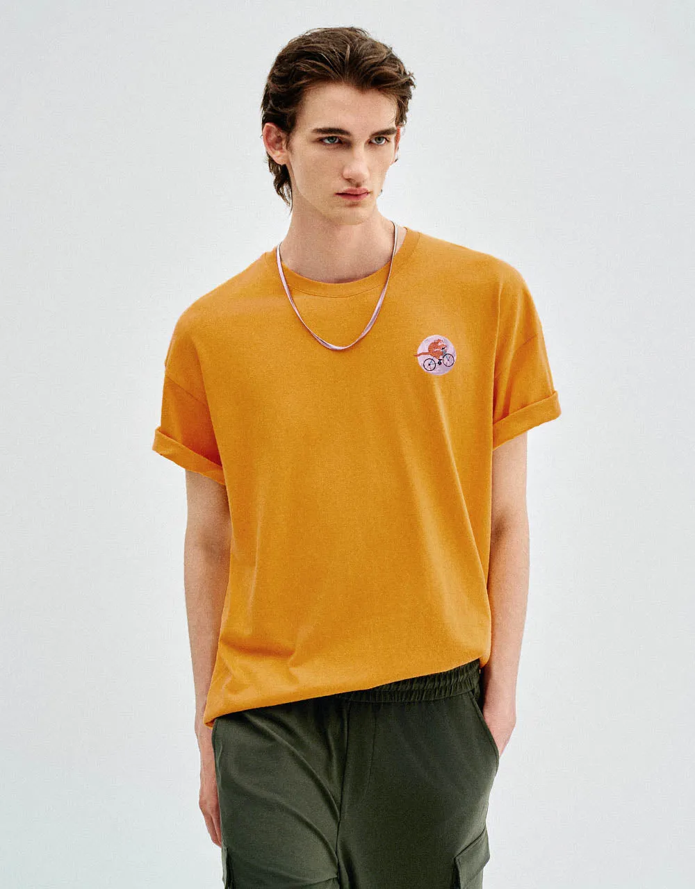 Embroidered Crew Neck Straight T-Shirt sold by Urban Revivo