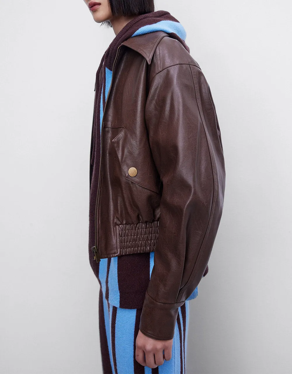 Faux Leather Zip Up Jacket sold by Urban Revivo product image thumbnail 3