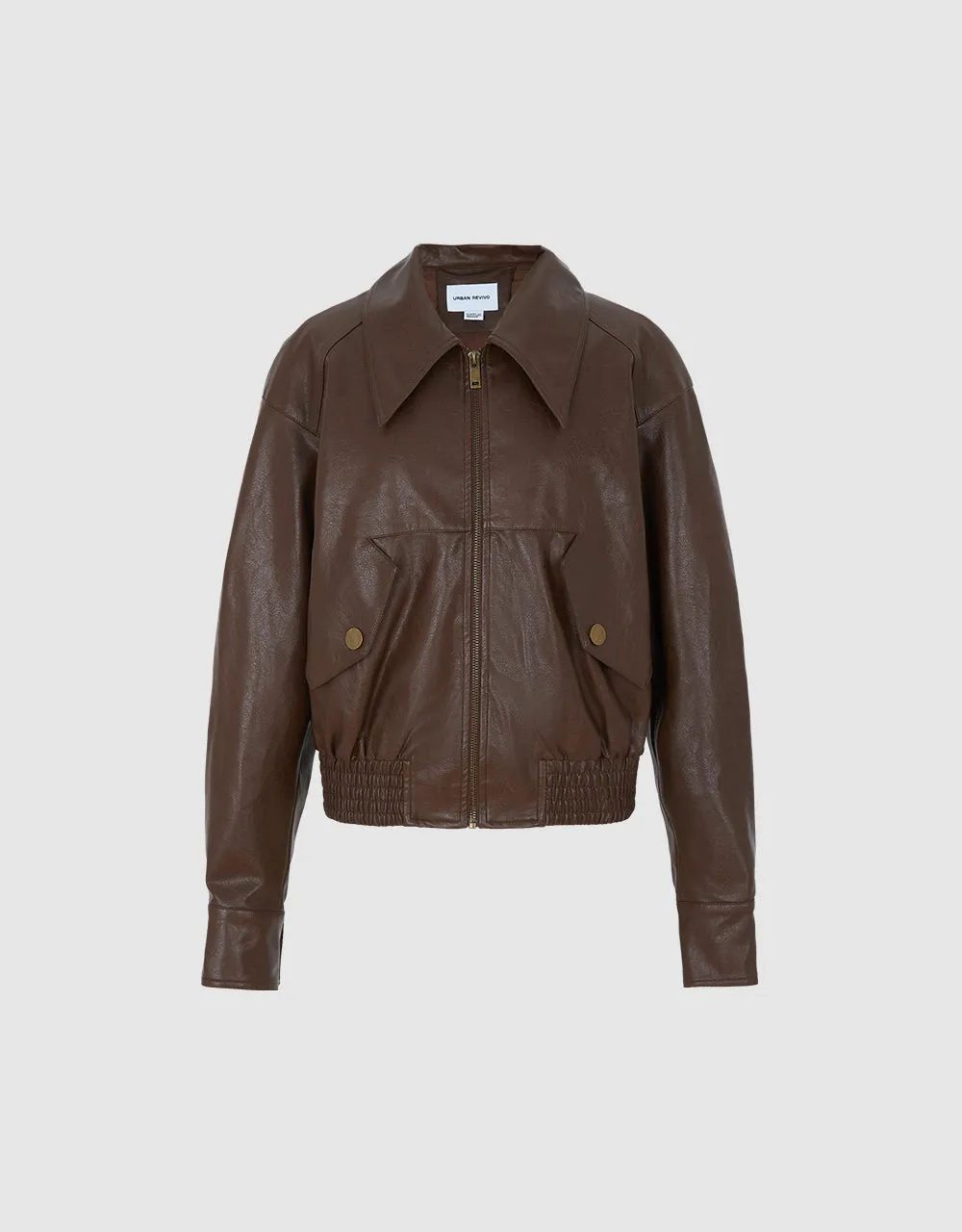 Faux Leather Zip Up Jacket sold by Urban Revivo