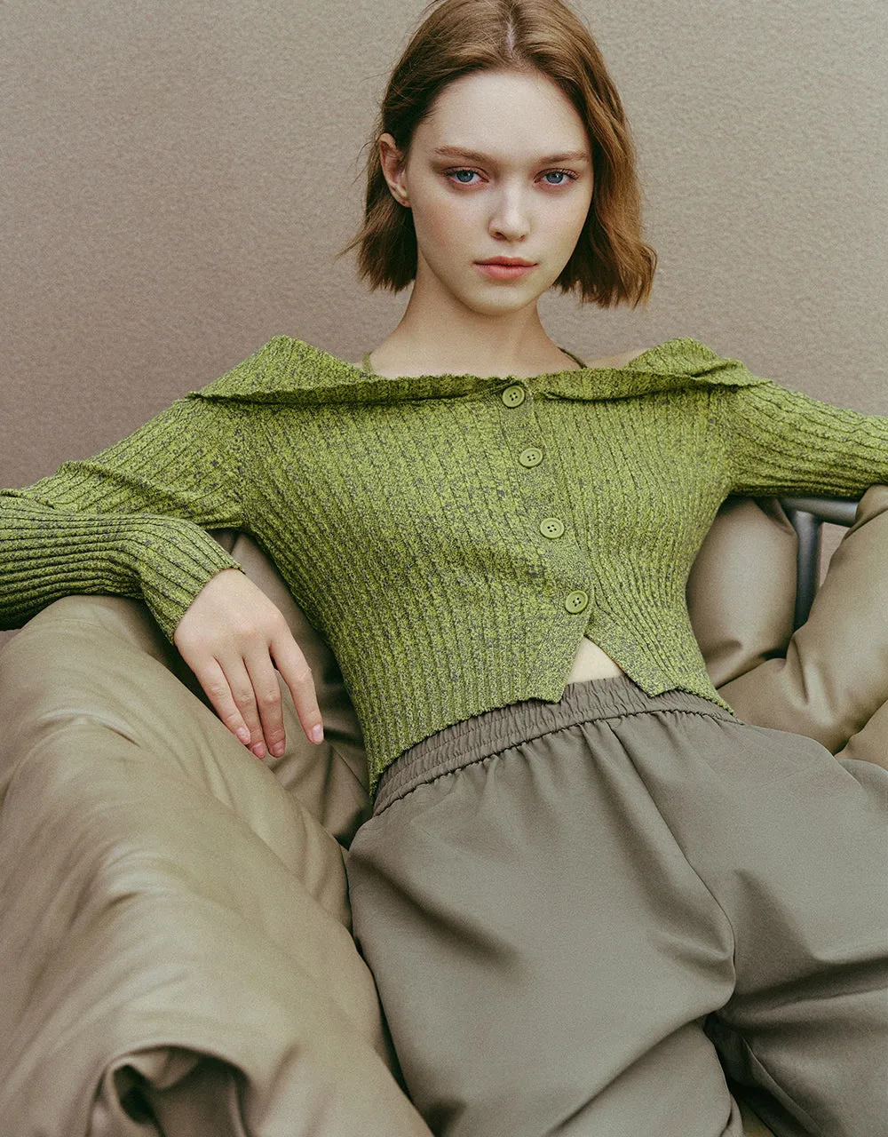 Halter Neck Off-Shoulder Knitted Cardigan sold by Urban Revivo product image thumbnail 3