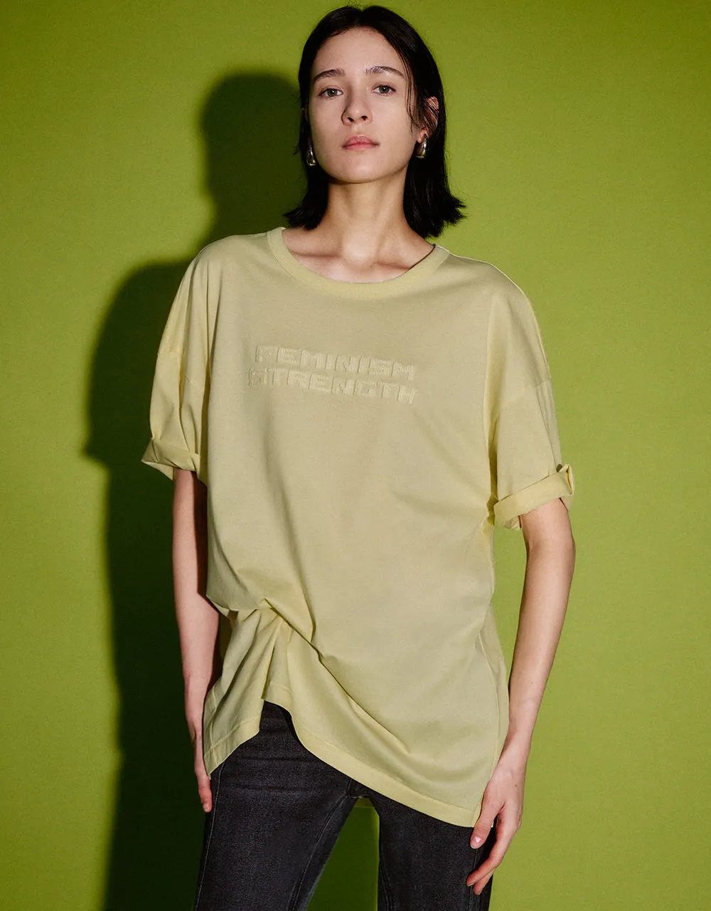 Letter Printed Crew Neck Loose T-Shirt sold by Urban Revivo