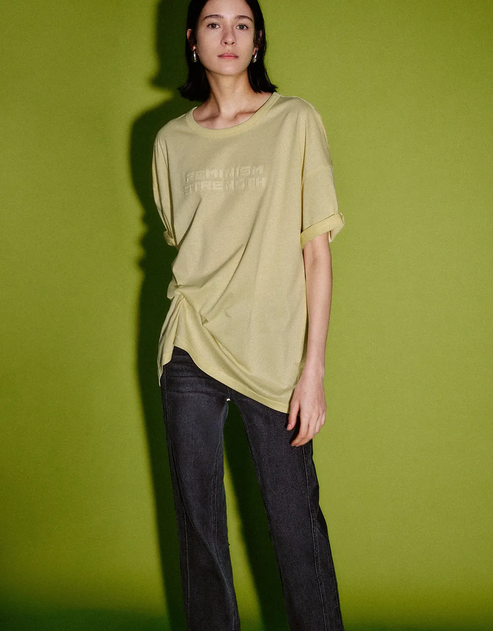 Letter Printed Crew Neck Loose T-Shirt sold by Urban Revivo product image thumbnail 3