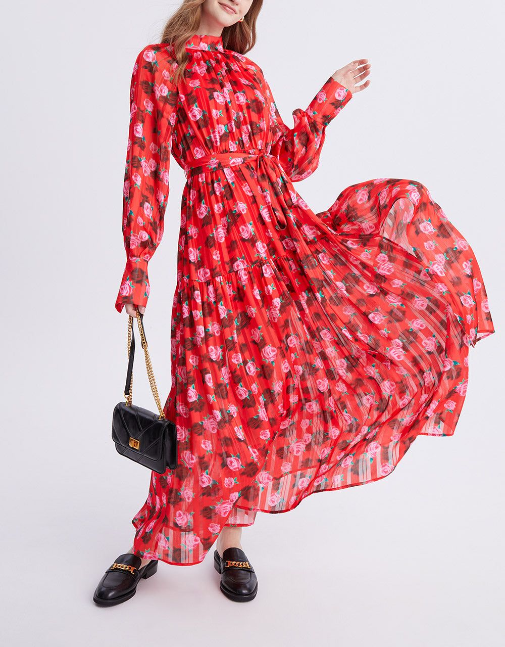 Floral Print Belted Maxi Chiffon Dress sold by Urban Revivo product image thumbnail 4