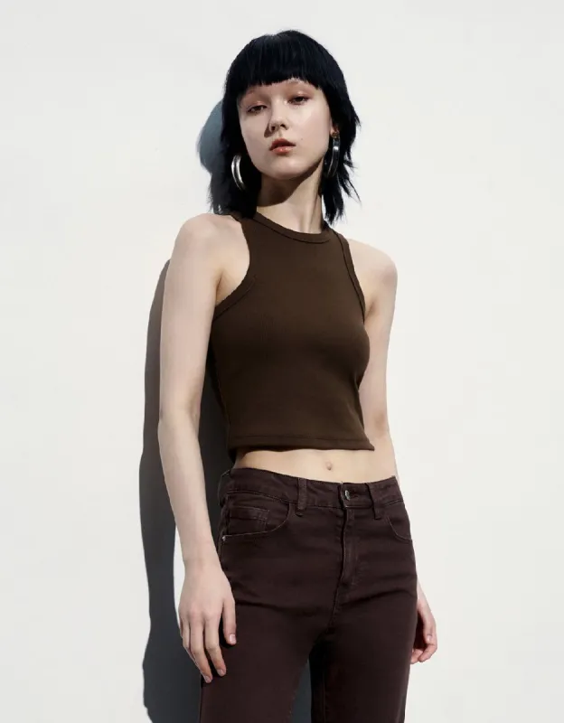 Crew Neck Straight Tank Top sold by Urban Revivo