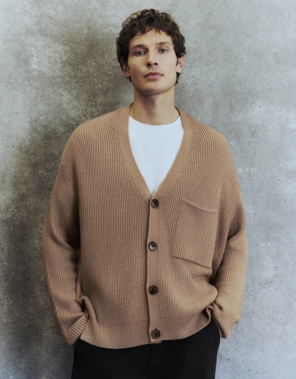 V-Neck Knitted Cardigan With Patch Pocket sold by Urban Revivo