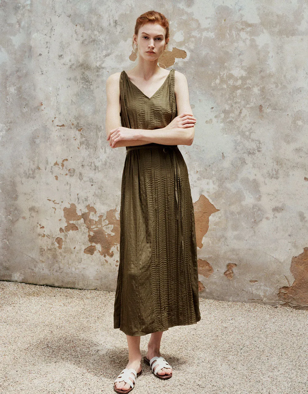 Sleeveless V-Neck A-Line Dress With Rope sold by Urban Revivo