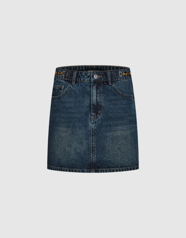 Mini Straight Denim Skirt sold by Urban Revivo