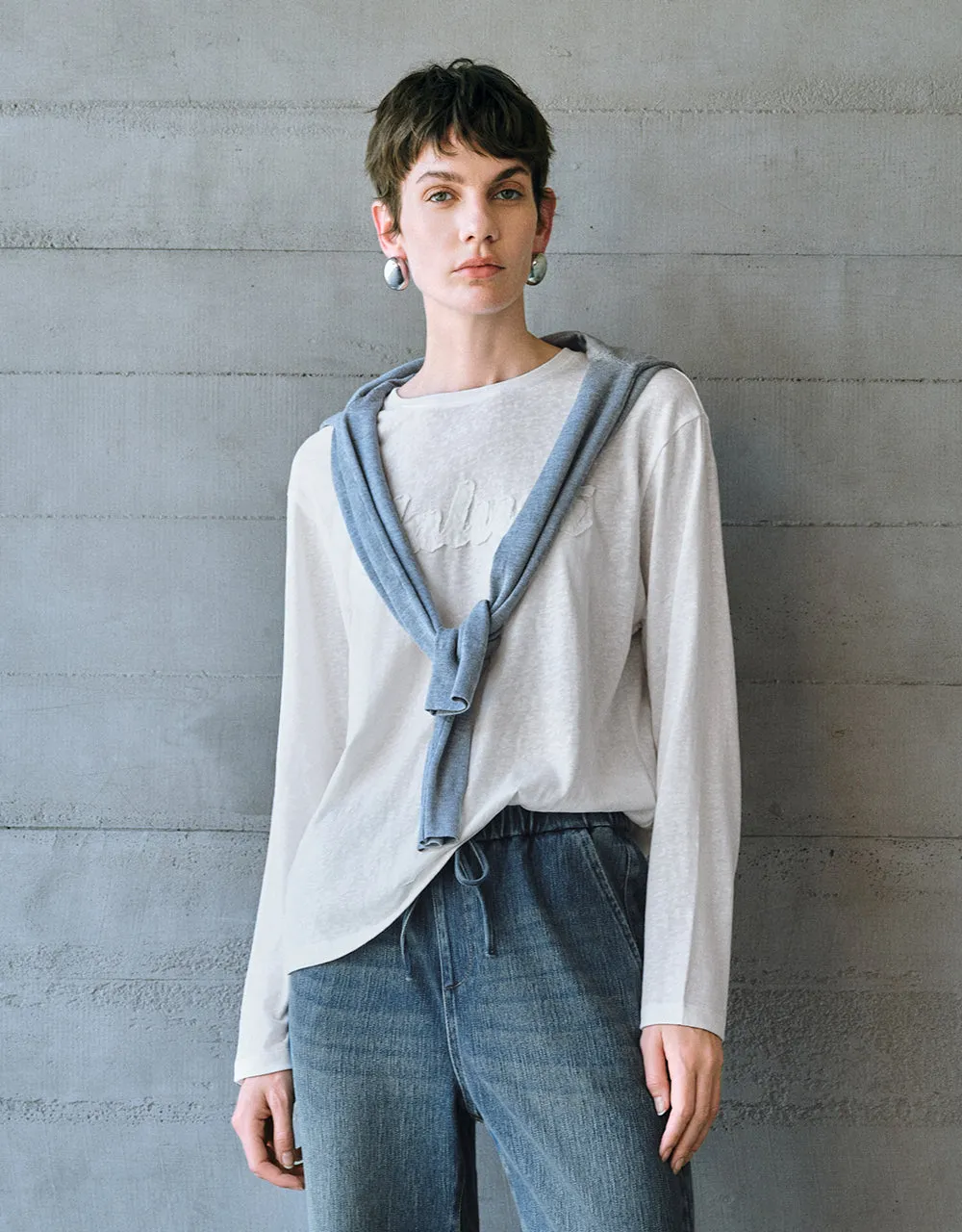 Letter Embossed Crew Neck T-Shirt sold by Urban Revivo product image thumbnail 3