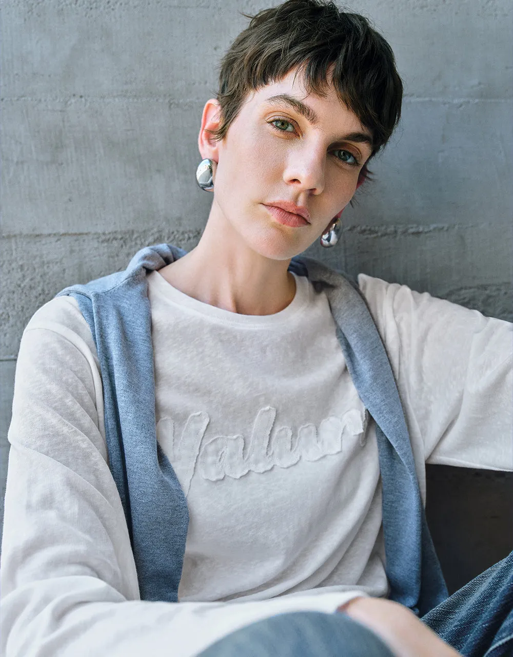 Letter Embossed Crew Neck T-Shirt sold by Urban Revivo product image thumbnail 4