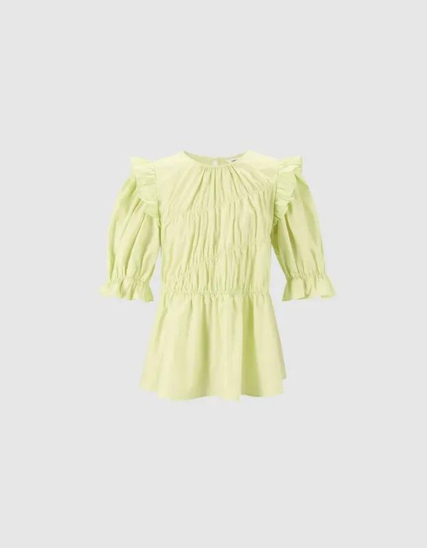 Ruched Ruffle Blouse sold by Urban Revivo