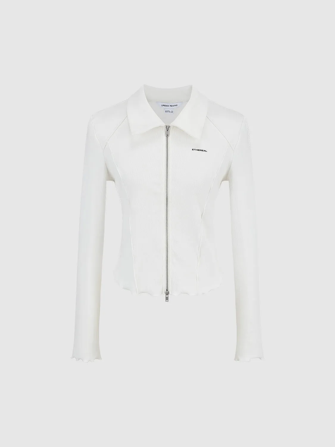 Zipper Front Skinny Knitted Shirt sold by Urban Revivo product image thumbnail 2