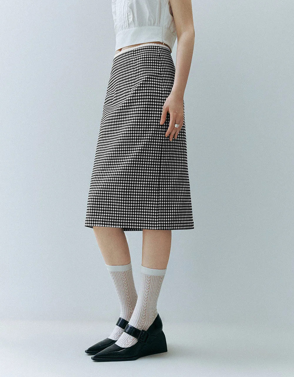 Gingham Midi Straight Skirt sold by Urban Revivo product image thumbnail 4