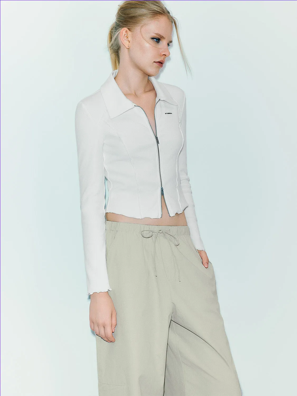 Zipper Front Skinny Knitted Shirt sold by Urban Revivo product image thumbnail 3