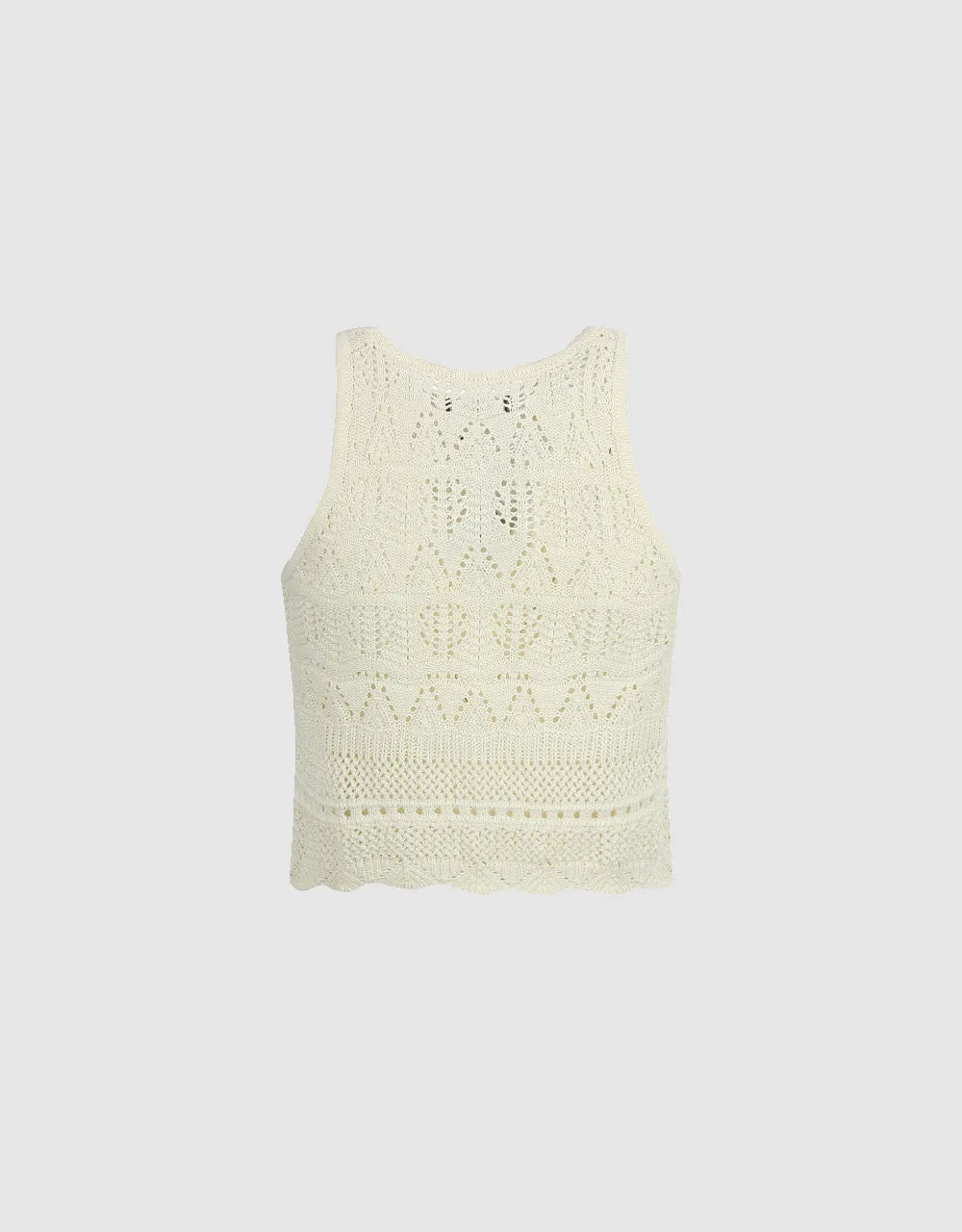 Crochet Crew Neck Knitted Tank Top sold by Urban Revivo product image thumbnail 5